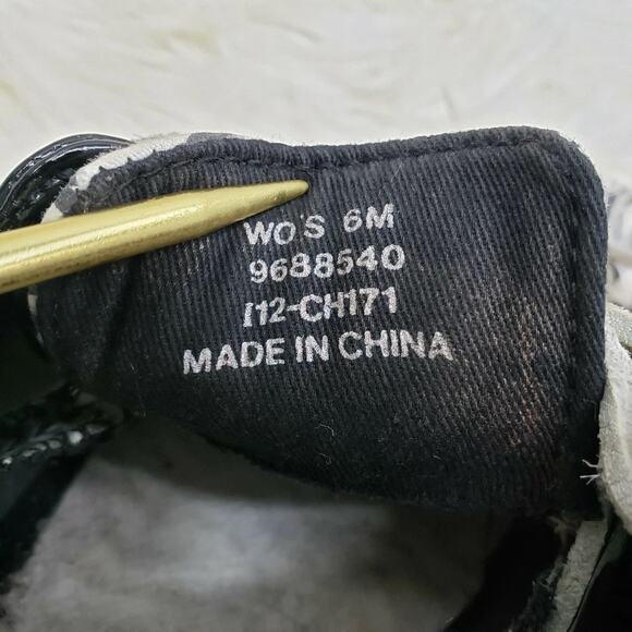 Sperry Sequin Animal Print Boat Shoes Size6 Patent Leather Lace up Black White - Picture 8 of 8